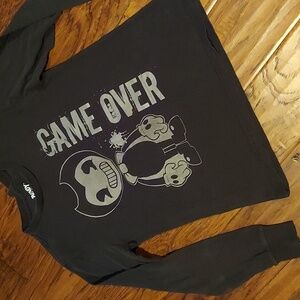 Bendy and the Ink Machine Game Over Black Long Sleeve Shirt Small 8 10
